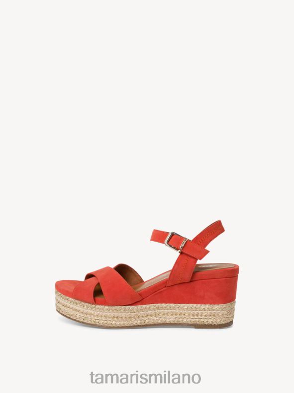 sandalo con tacco in pelle - camoscio arancio/arancio Tamaris 8R4D6100 donne scarpe