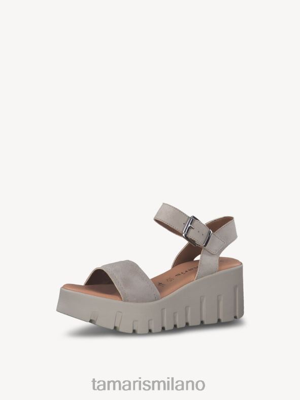 sandalo con tacco in pelle - camoscio beige/tortora Tamaris 8R4D62000 donne scarpe