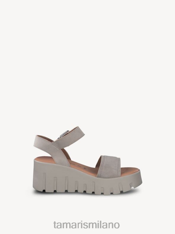 sandalo con tacco in pelle - camoscio beige/tortora Tamaris 8R4D62000 donne scarpe
