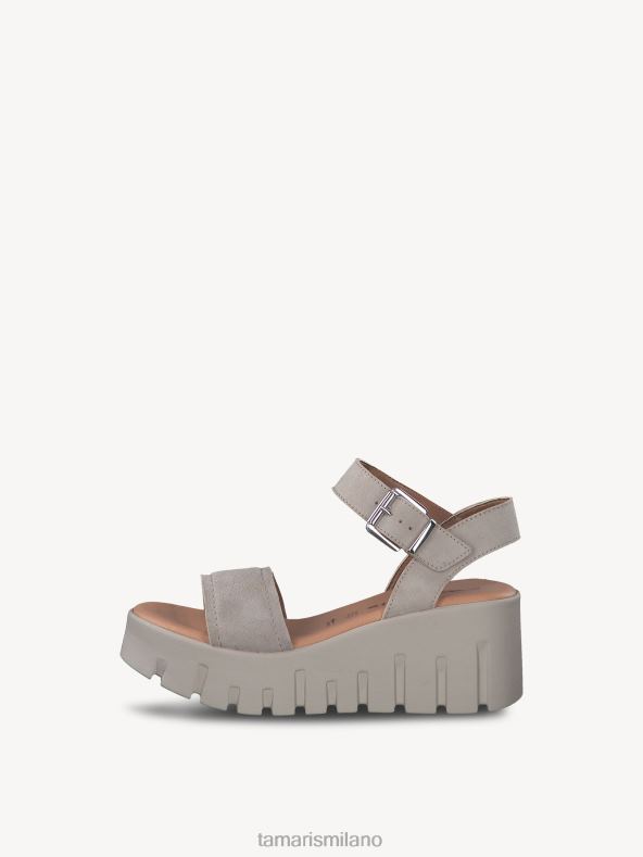 sandalo con tacco in pelle - camoscio beige/tortora Tamaris 8R4D62000 donne scarpe