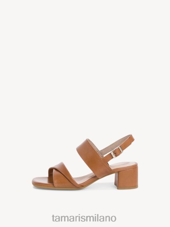 sandalo con tacco in pelle - marrone/cognac Tamaris 8R4D61692 donne scarpe