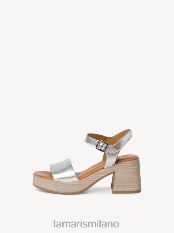 sandalo con tacco in pelle - metallizzato/argento Tamaris 8R4D62082 donne scarpe