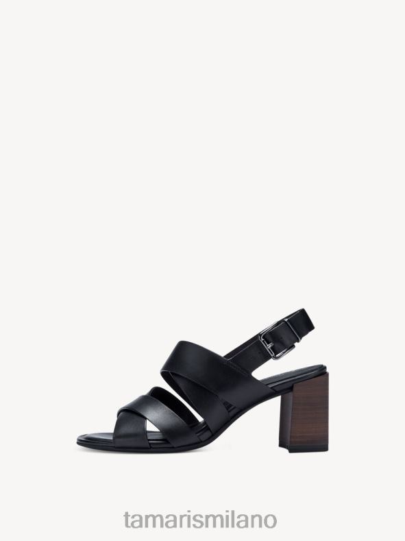 sandalo con tacco in pelle - nero/nero uni Tamaris 8R4D61532 donne scarpe