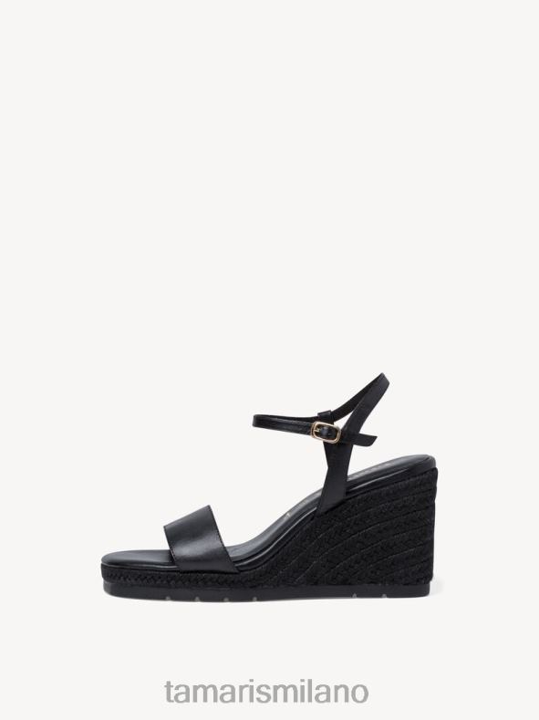 sandalo con tacco in pelle - nero/nero uni Tamaris 8R4D61851 donne scarpe