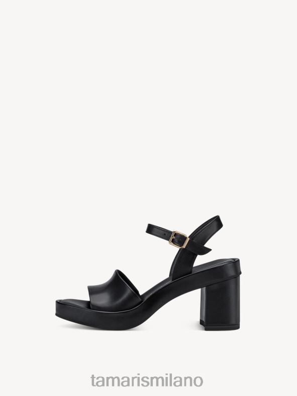 sandalo con tacco in pelle - pelle nera/nera Tamaris 8R4D6820 donne scarpe