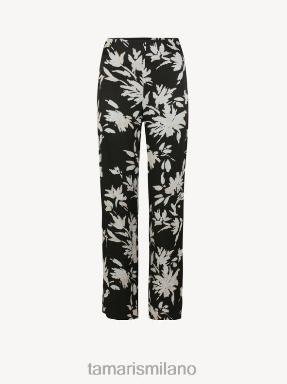 pantalone - nero/fiore nero aop Tamaris 8R4D62511 donne vestiario